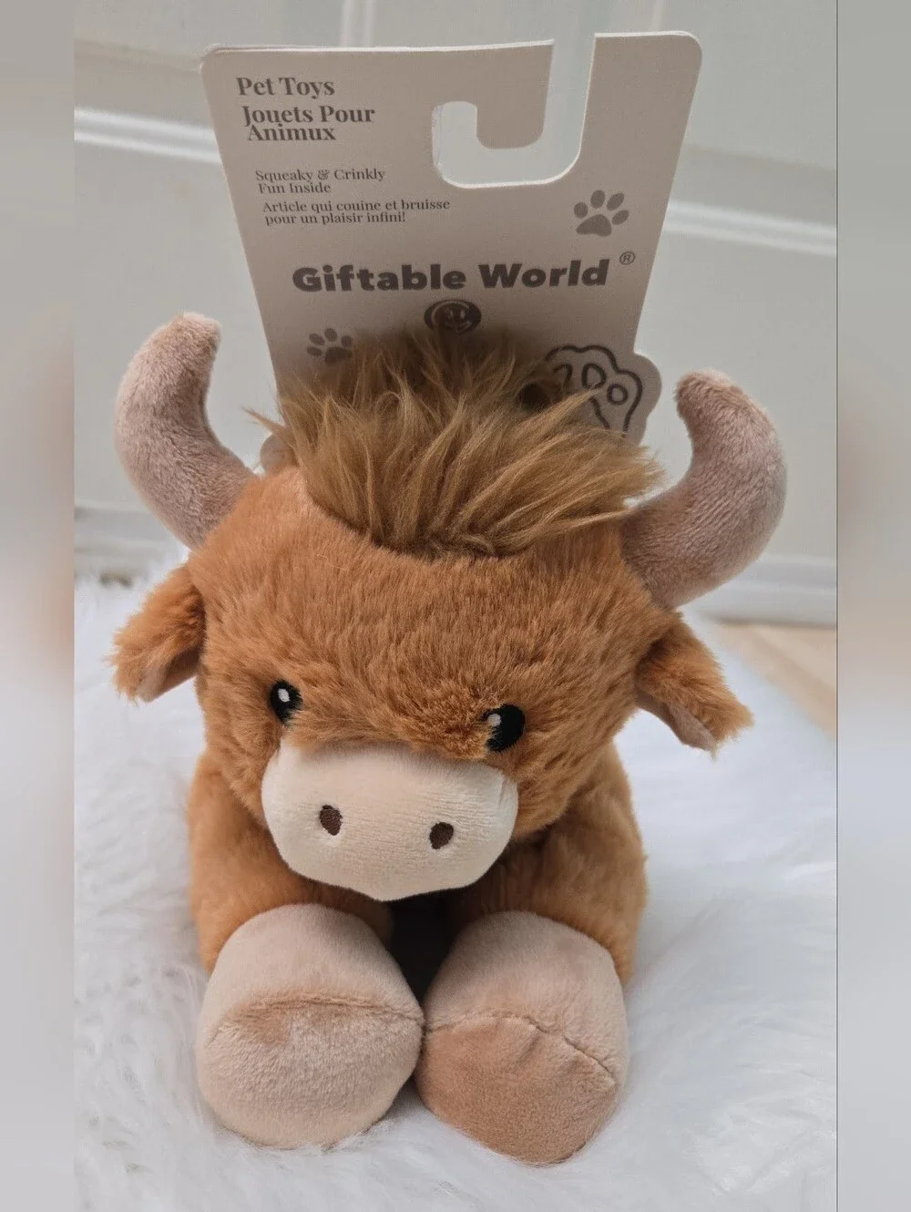 NWT Bessie West Highland Cow Doy Squeaky & Crinkle Dog Toy 12